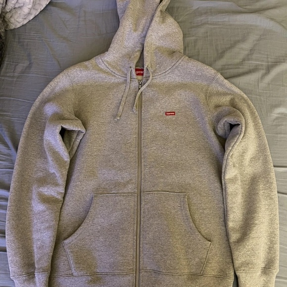 Supreme Gray Zip-Up Sweater